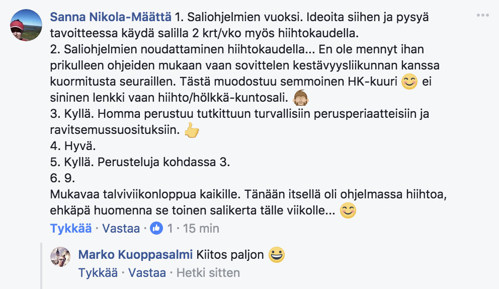 kuntosaliharjoittelun verkkovalmennus kokemuksia