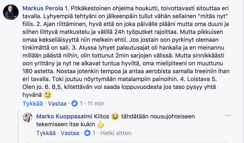 kokemuksia kuntosaliharjoittelun vuosivalmennus