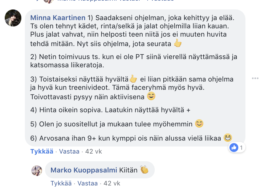 kokemuksia kuntosaliharjoittelun vuosivalmennus