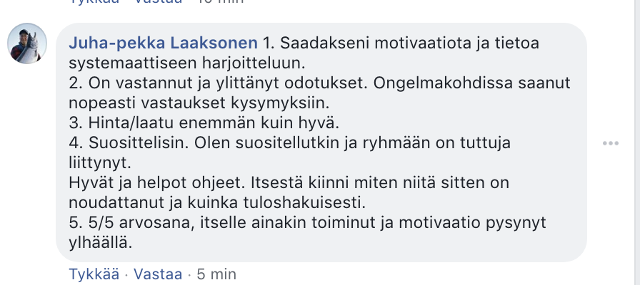kokemuksia kuntosaliharjoittelun vuosivalmennus