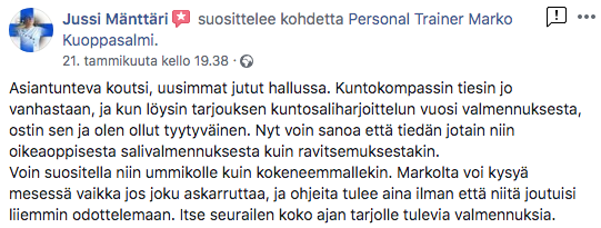 kuntokompassi verkkovalmennus kokemuksia