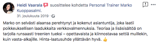 kuntokompassi verkkovalmennus kokemuksia