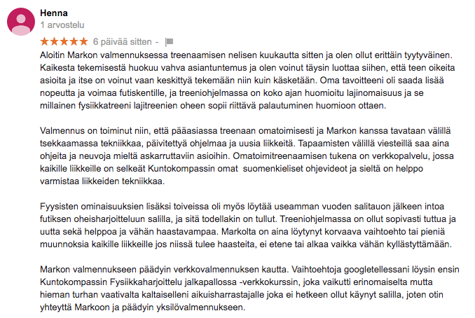 kuntokompassi verkkovalmennus kokemuksia