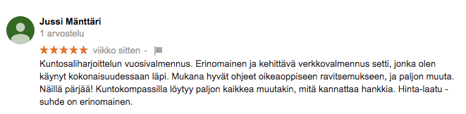 kuntokompassi verkkovalmennus kokemuksia